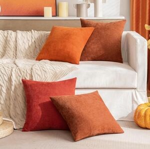 NEW 20"x20" Set of 2 Orange Throw Pillow Covers
